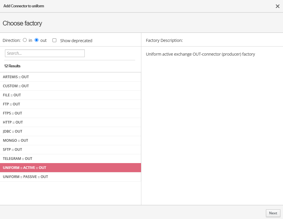 choose uniform active out