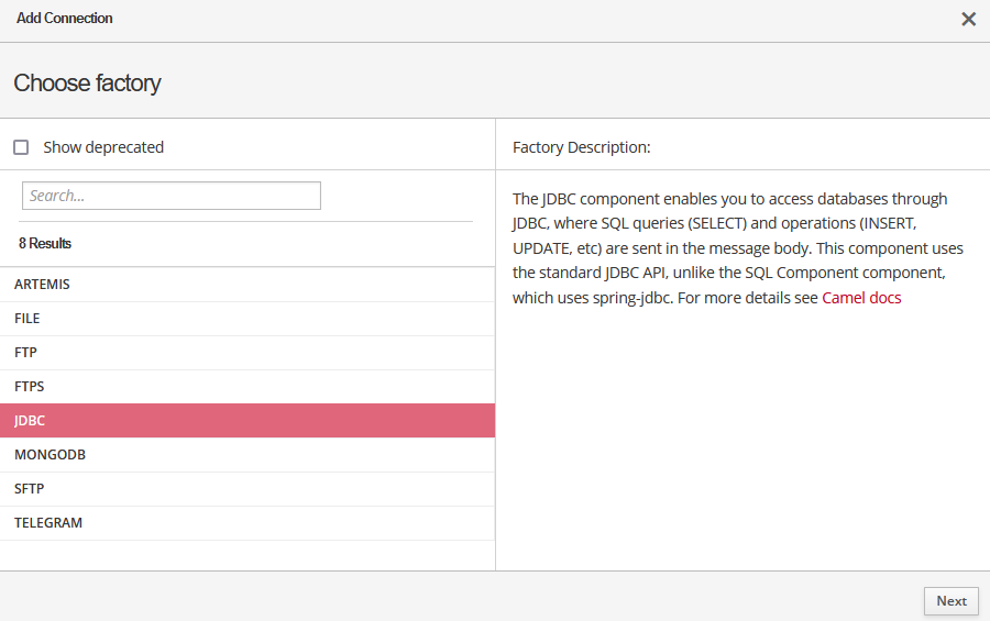 choose factory jdbc