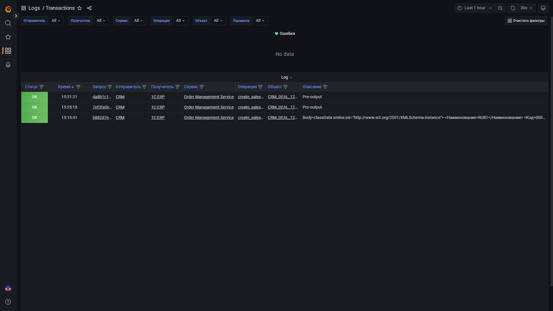 gr log transactions